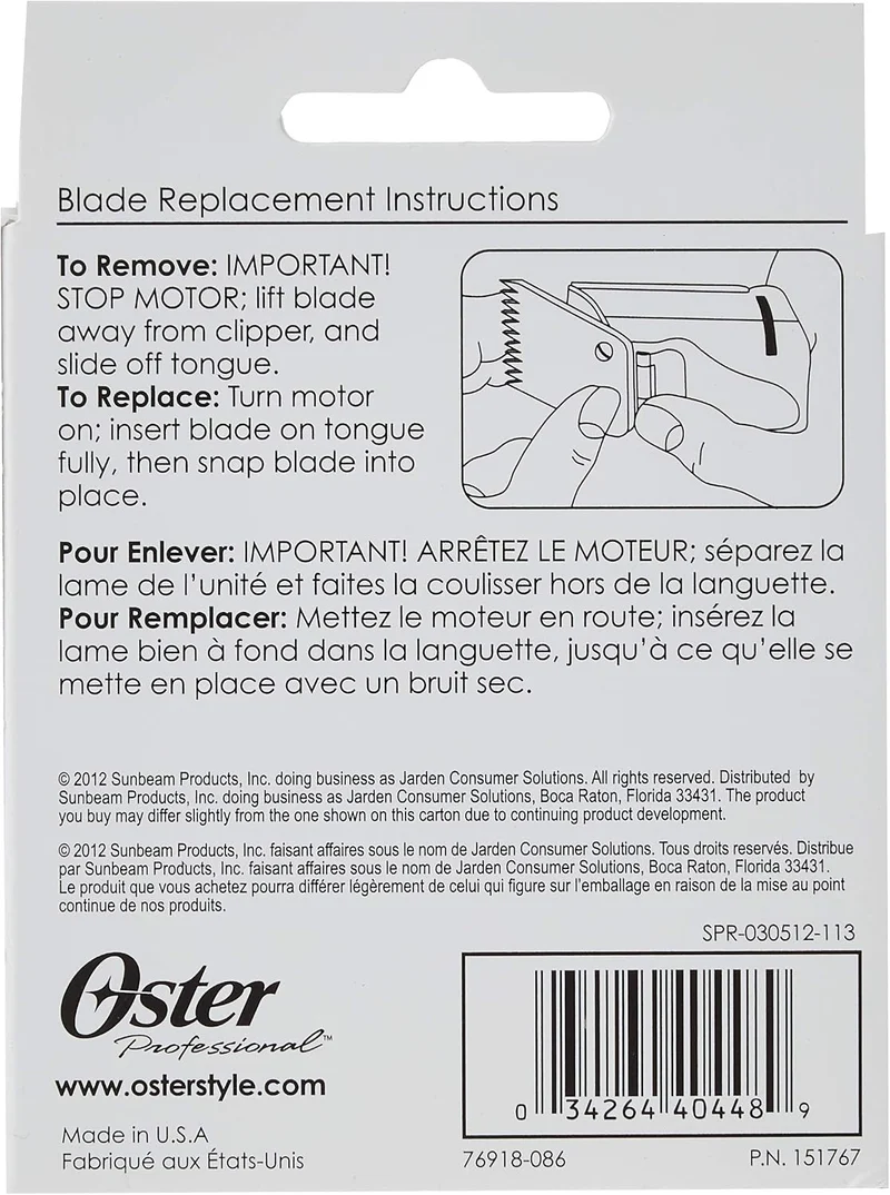 Oster Ersatz-Scherkopf für Oster Motormaschine 97-44, 2,4 mm, Typ 76918-086, Size 1, 2,4 mm