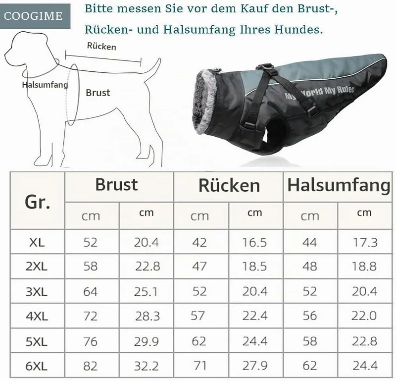 Hundejacke für mittelgröss und grosse Hunde, wasserdichte Hundemantel, Reflektierende Hunde Winterja