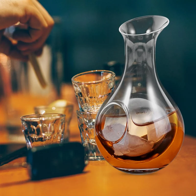 Zerodeko Glaskaraffe mit Eiskammer 385 ml Japanische Eis Sake Karaffe aus Glas für Heimpartys Weinde