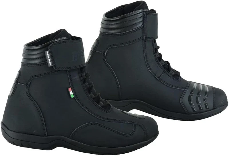 BI ESSE Motorradschuhe für Motorroller aus Leder mit Protektoren in der Stadt 44 EU Schwarz, 44 EU S