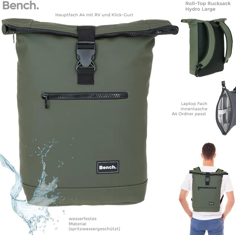 Sieber Rucksack Kurierrucksack Bench Hydro Plane Roll-Top backpack Laptoprucksack A4 wetterfest Dame