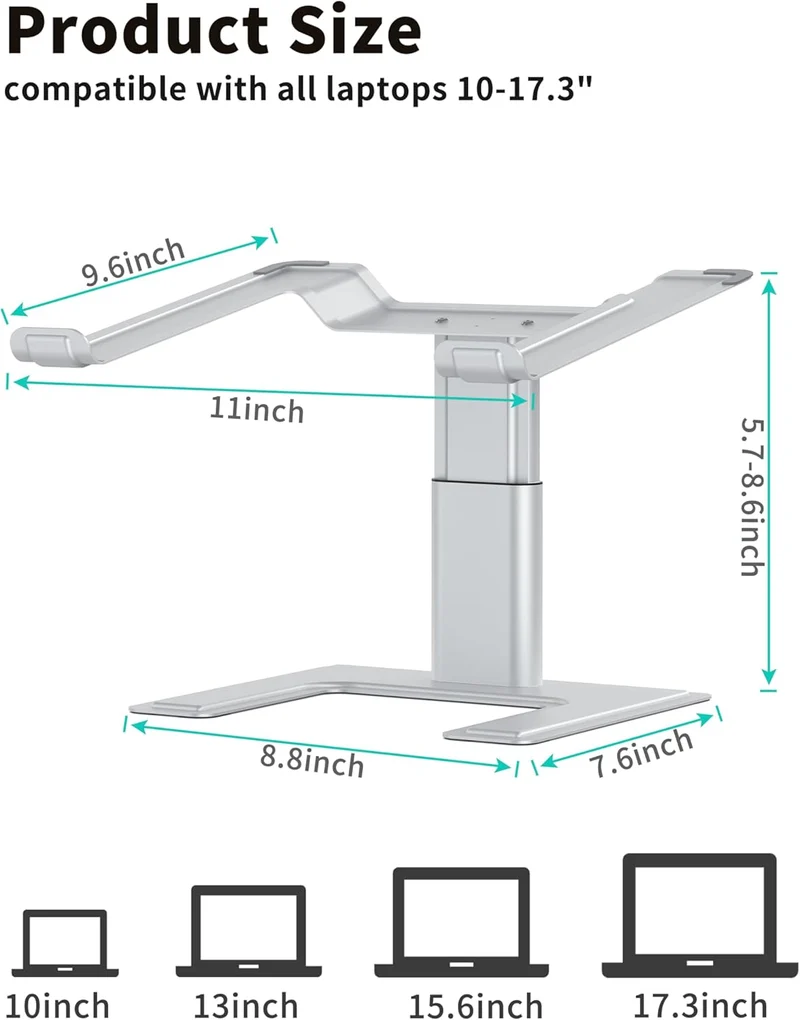 ALASHI Laptop-Ständer für Schreibtisch, Computer-Ständer, höhenverstellbar, ergonomischer Notebook-L