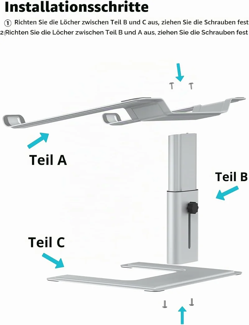 ALASHI Laptop-Ständer für Schreibtisch, Computer-Ständer, höhenverstellbar, ergonomischer Notebook-L