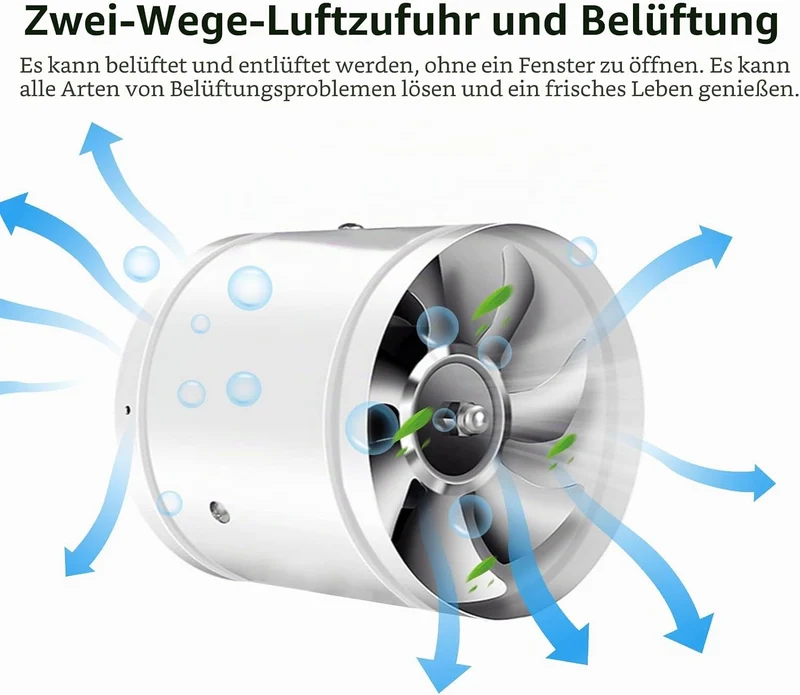 Axialer Rohrventilator Ø100mm, Abluftventilator Zuluft/Abluft,25W Für Bad, WC, Küche, Gewächshaus, Z