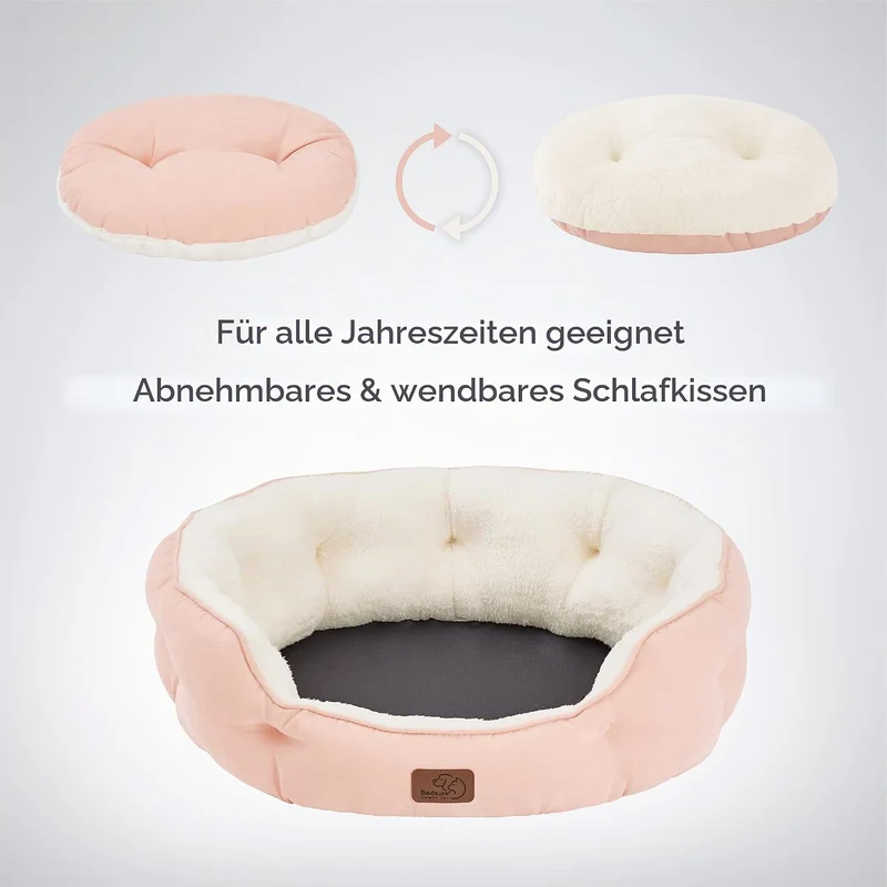 Bedsure Kleines Hundebett, waschbar, grosse Katzenbetten für Wohnungskatzen und Welpen, rundes Hunde