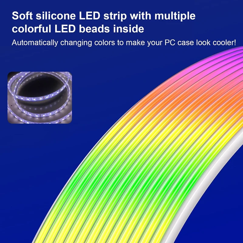 RGB-LED-Streifen, Neon-Silikonkabel, 24 Pins, Abdeckung für Motherboards, für Grafikkarte, Computer,