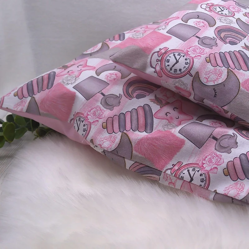 Puppenbettwäsche mit Teddy Stickerei, Decke 36 h x 34 b, Kissen 16h x 25 b für Puppenwagen- bett ode