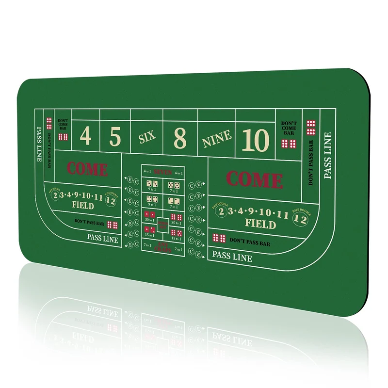YUZPKRSI 177,8 x 88,9 cm tragbare, professionelle Casino-Craps-Tisch-Layout-Matte mit Tragetasche, r