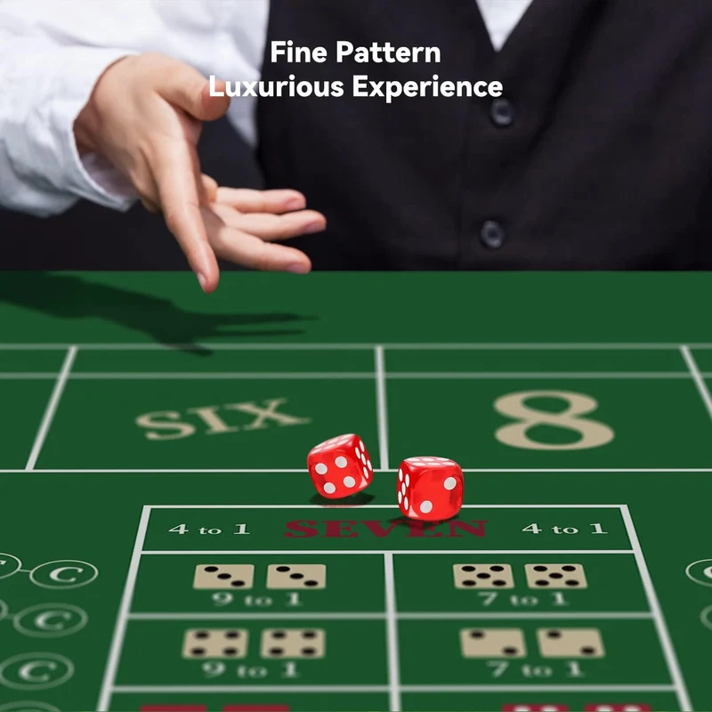 YUZPKRSI 177,8 x 88,9 cm tragbare, professionelle Casino-Craps-Tisch-Layout-Matte mit Tragetasche, r