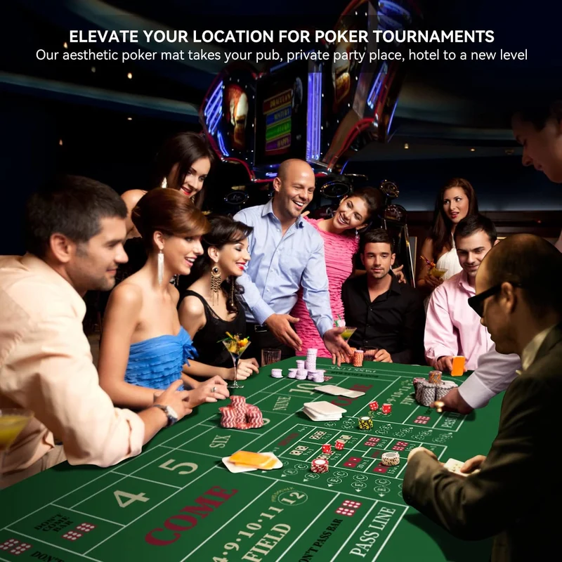 YUZPKRSI 177,8 x 88,9 cm tragbare, professionelle Casino-Craps-Tisch-Layout-Matte mit Tragetasche, r