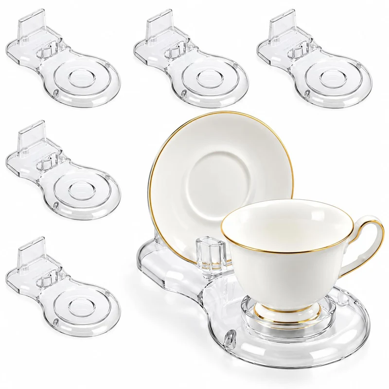 Artliving Staffelei-Ständer für Teetassen und Untertasse, transparent, 6 Stück, 6