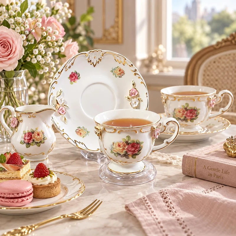Artliving Staffelei-Ständer für Teetassen und Untertasse, transparent, 6 Stück, 6