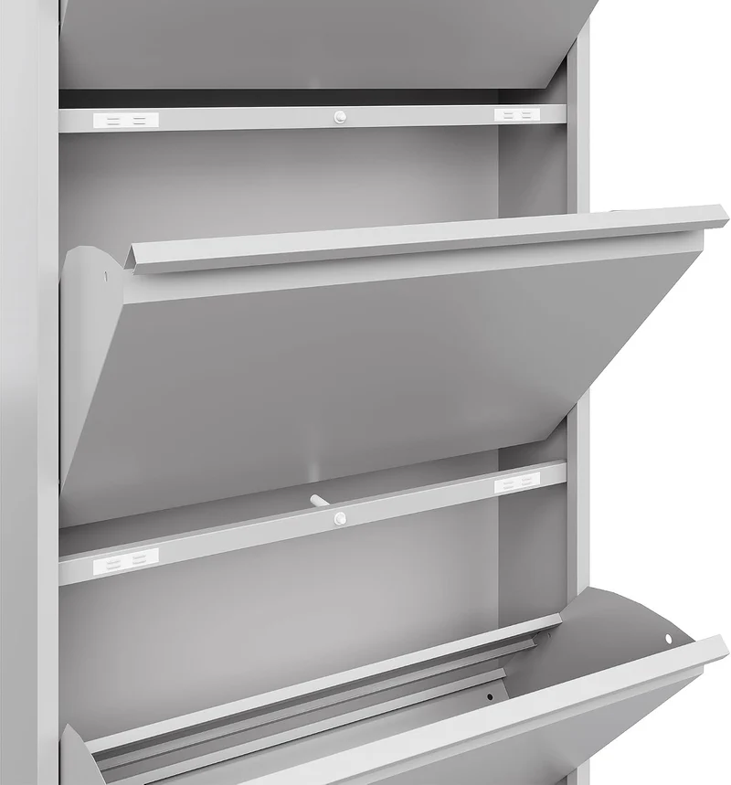 VEEHAUS Schuhregal Schmal Metall Schuhschrank Hoch Schuhkipper mit Magnetische Abdeckung Metall Mont