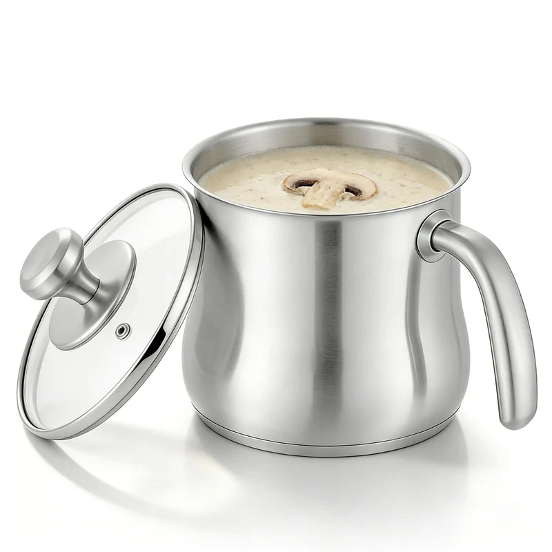 2 Liter Milchtopf, ø16 Edelstahltopf Mit Rutschfestem Edelstahlgriff, 14cm Hoher EdelstahlMilchtopf