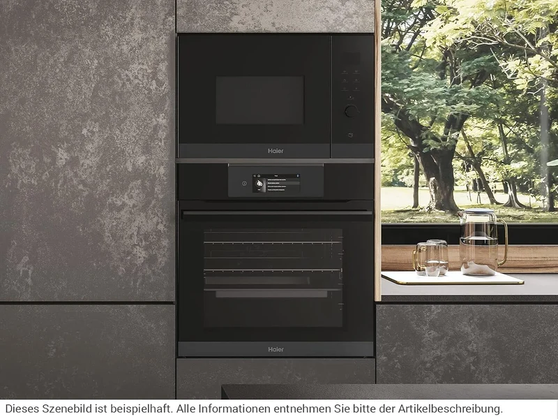 Haier SERIE 4 HWO38MG6HXB Einbaumikrowelle mit Grill/Nische 38 cm / 8 Leistungsstufen inkl. Grill, S