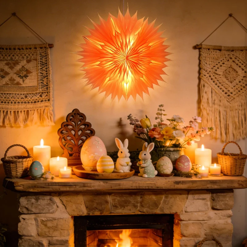 45cm Weihnachtsstern Beleuchtet, 3D Led Christbaumspitze Stern Batterie mit Timer, Adventsstern Ster