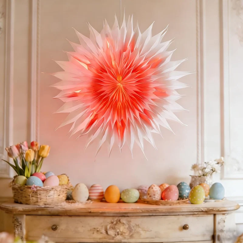 45cm Weihnachtsstern Beleuchtet, 3D Led Christbaumspitze Stern Batterie mit Timer, Adventsstern Ster