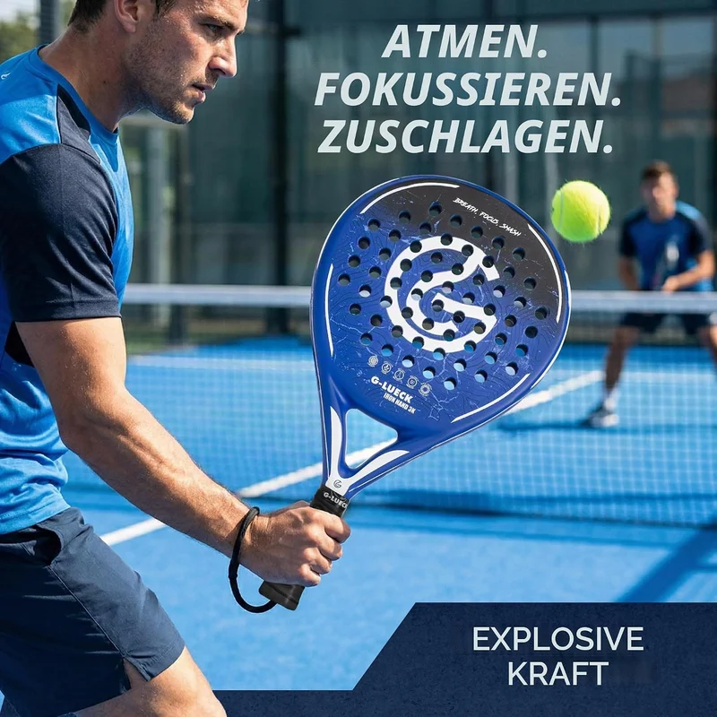 Padel Schläger Iron Hand – 3K Carbon Oberfläche & Stabiler Carbon Rahmen – Runder Padelracket für An