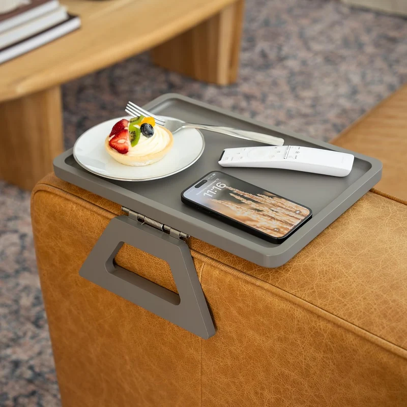 Shamrock Home Bambus-Sofa-Tisch zum Anklippen, für Sofa, Sessel, TV-Abendessen, Fernbedienung, Geträ