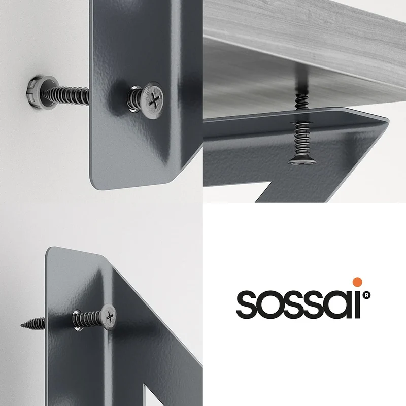Sossai Regalträger 2er Set GSHR Truss 120x120 mm aus Stahl – Wandhalterung Regalwinkel für Regalbret