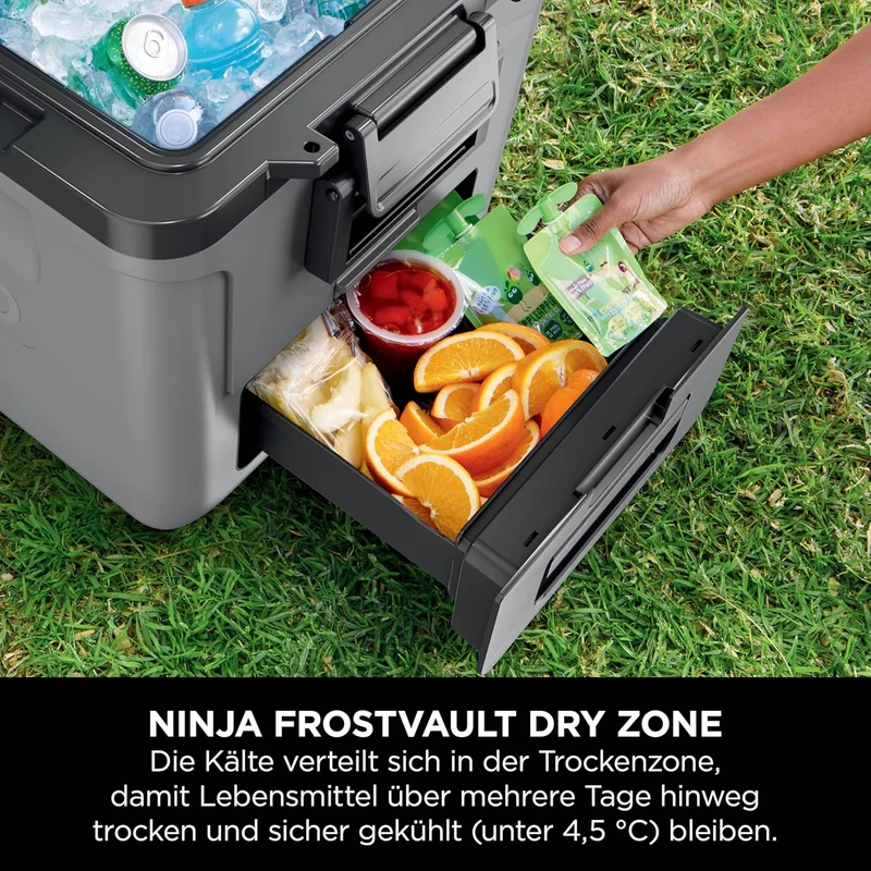 Ninja FrostVault Kühlbox mit Rollen und Isolierung, integrierter Dry Zone Schublade mit Kühlschrankt