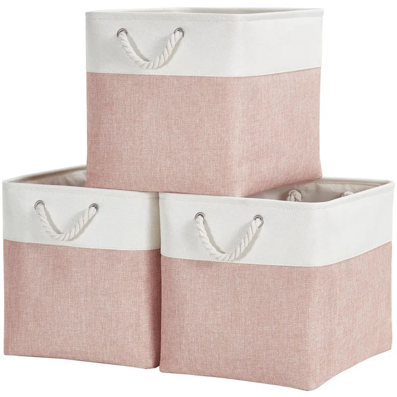 Mangata Aufbewahrungsbox Stoff,(25x25x25cm) Aufbewahrungskorb, Korbe Stoff in Würfel für Schrank, Re
