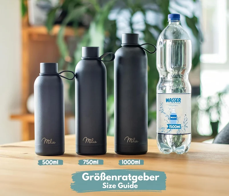 Milu Thermosflasche 750ml Isolierte Edelstahl Thermo Trinkflasche Thermoskanne Auslaufsichere Isolie