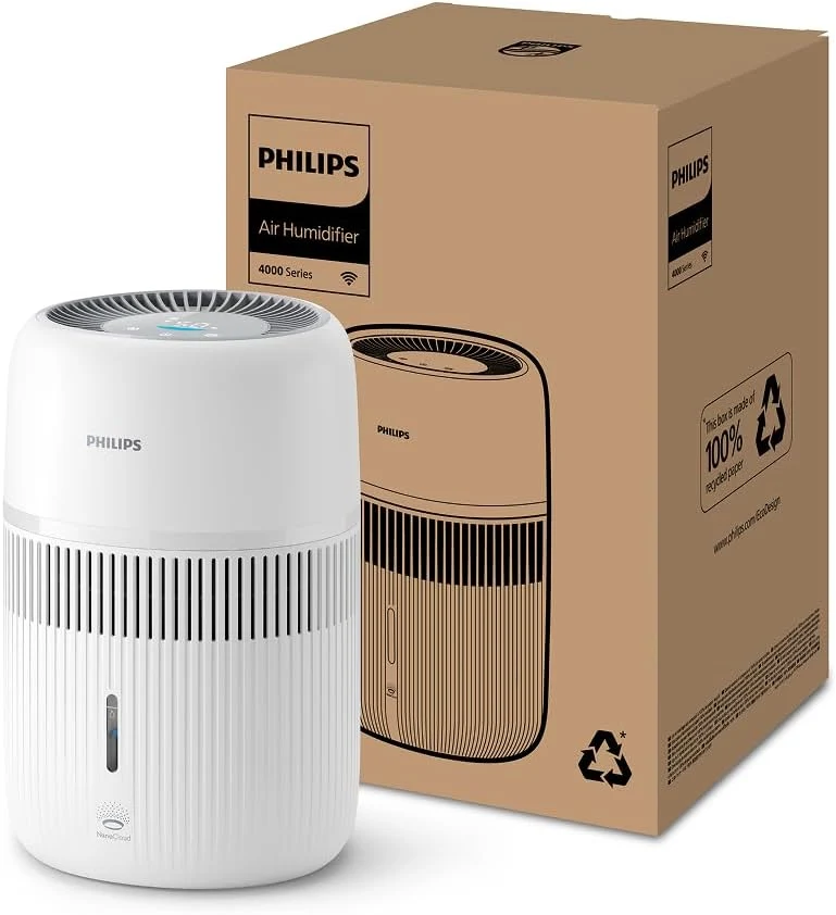 Philips Verdunstungs-Luftbefeuchter Serie 4000, Hygienische Befeuchtung, 99,97% weniger Bakterien, 3