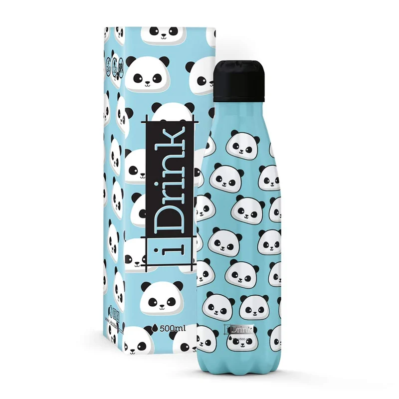 IDRINK - Trinkflasche 350/500/1000 ML Thermoflasche aus Stahl 750 ml Panda, 750 ml Panda