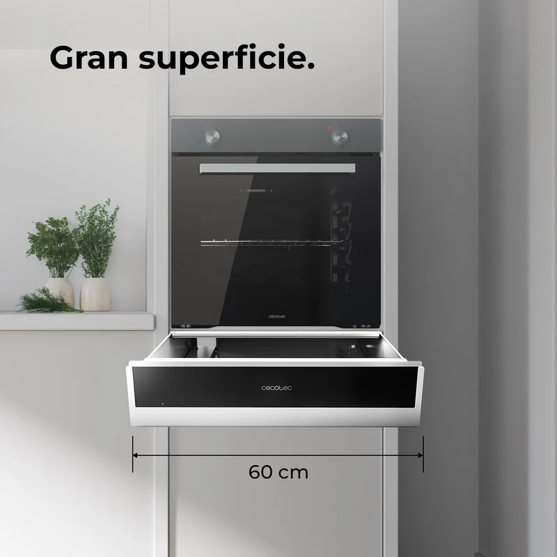 Cecotec Wärmeschubladen 60cm Bolero Hexa WD Edge 470W maximale Leistung, einstellbare Temperatur 30-