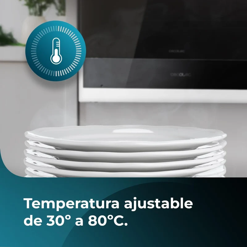 Cecotec Wärmeschubladen 60cm Bolero Hexa WD Edge 470W maximale Leistung, einstellbare Temperatur 30-