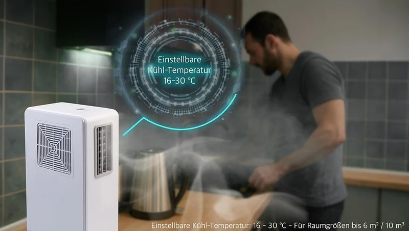 Sichler Haushaltsgeräte Air Conditioner: Mobile Klimaanlage ohne Abluftschlauch, 1.800 BTU/h, 500 W,
