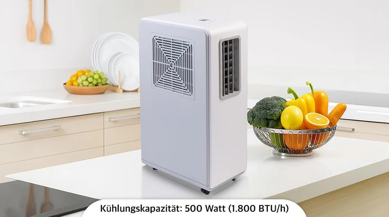 Sichler Haushaltsgeräte Air Conditioner: Mobile Klimaanlage ohne Abluftschlauch, 1.800 BTU/h, 500 W,
