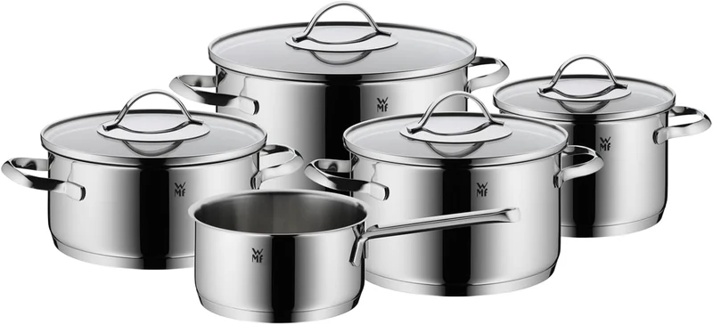 WMF Aparto Topfset 5-teilig mit Glasdeckel, Induktions Töpfe Set unbeschichtet & Permadur Inspire Br