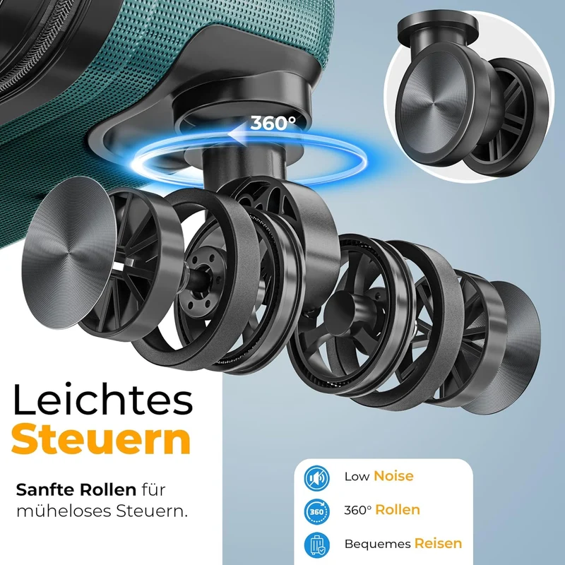 KESSER® Reisekoffer 120L Koffer Handgepäck ABS Hartschalenkoffer mit Zahlenschloss, Kofferwaage & Re