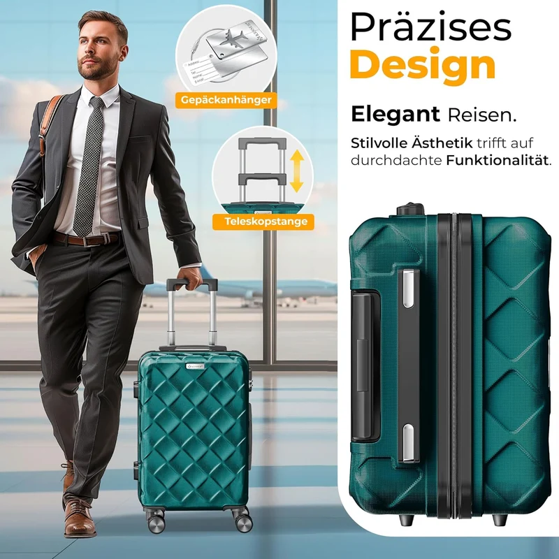 KESSER® Reisekoffer 120L Koffer Handgepäck ABS Hartschalenkoffer mit Zahlenschloss, Kofferwaage & Re