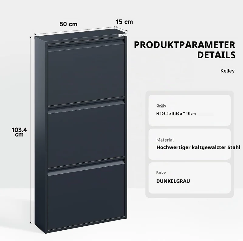 Schuhregal Schmal Metall Schuhschrank Hoch Schuhkipper mit Magnetische Abdeckung Metall Montiert Sch