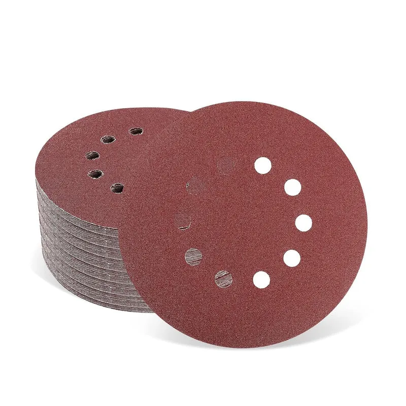 Schleifpapier 225mm Klett, 30 Stück Schleifscheiben 225mm P240 Körnung 10 Loch in Rot für Trockenbau