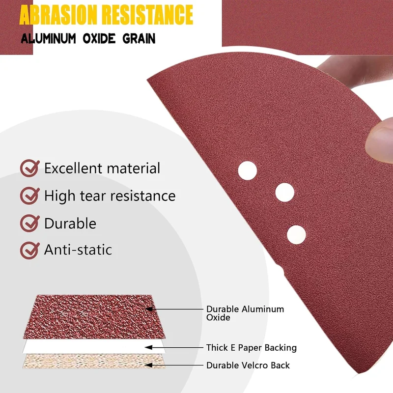 Schleifpapier 225mm Klett, 30 Stück Schleifscheiben 225mm P240 Körnung 10 Loch in Rot für Trockenbau