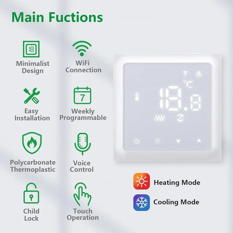 Wengart WiFi Thermostat für Wasser Fussbodenheizung WG611,max 3A Programmierbare Fussbodenheizung Th