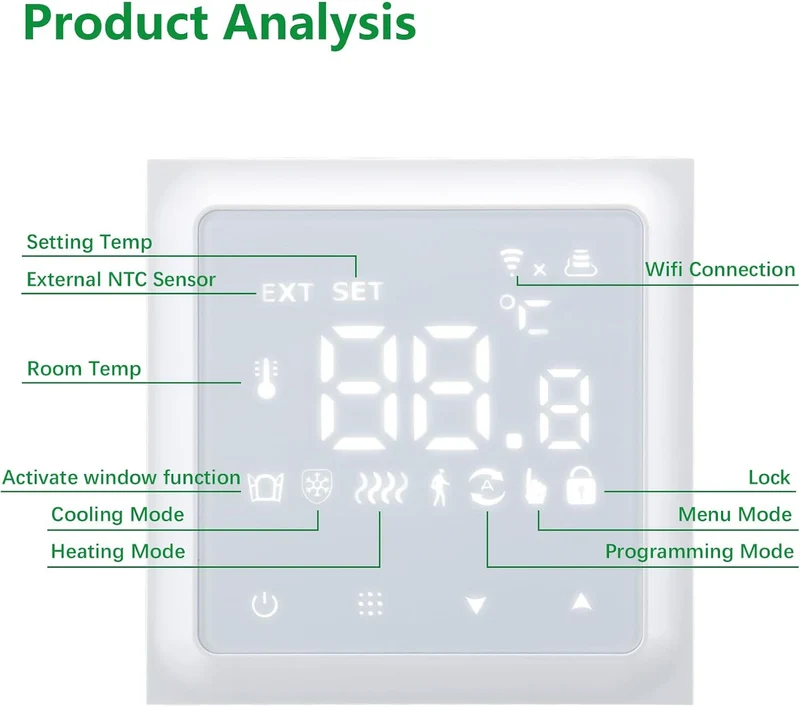 Wengart WiFi Thermostat für Wasser Fussbodenheizung WG611,max 3A Programmierbare Fussbodenheizung Th