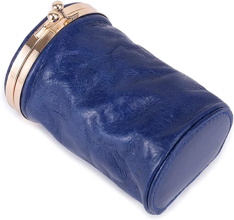Lippenstift-Etui mit Spiegel, echtes Leder, kleine Reise-Make-up-Kosmetiktasche, Aufbewahrungstasche