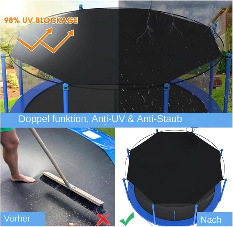 Trampolin Sonnenschutz Abdeckung - Ø 143 243 305 366 427 cm Trampolin Sonnenschutznetz, UV-Resistent