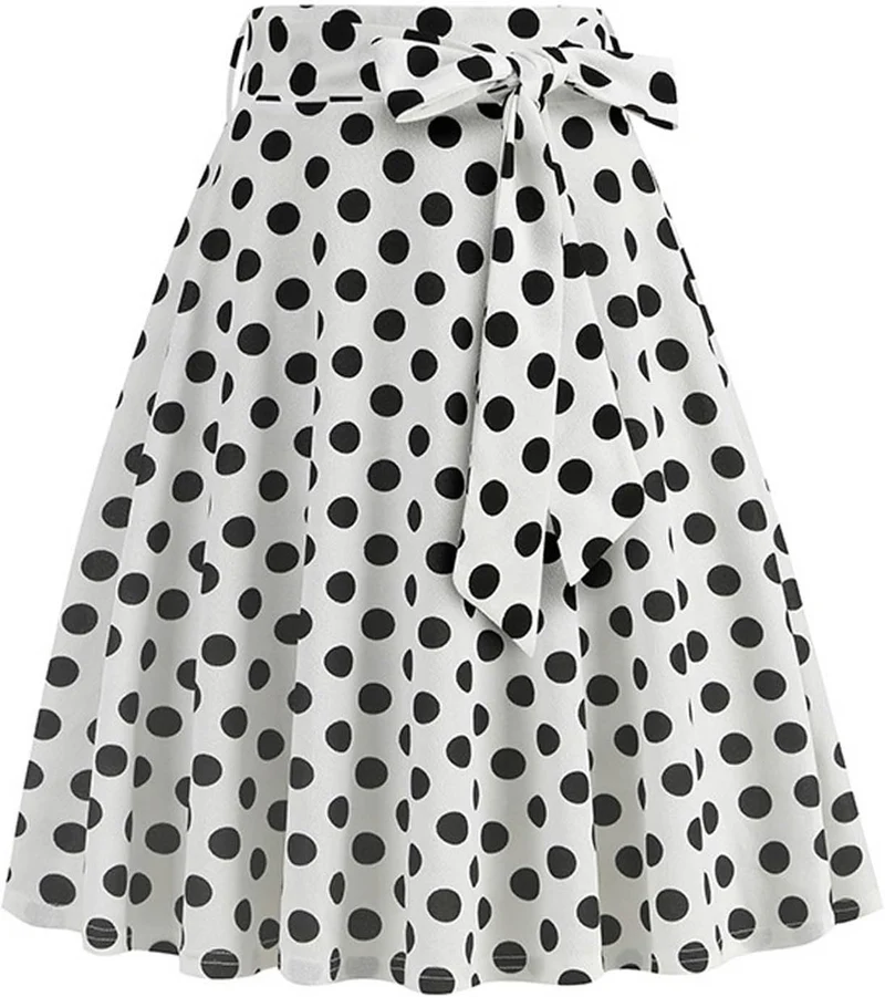 Dunkelblau Damen im französischen Retro-Stil, lässig, modisch, gepunktet, mit Gürtel Dalmatiner Kost
