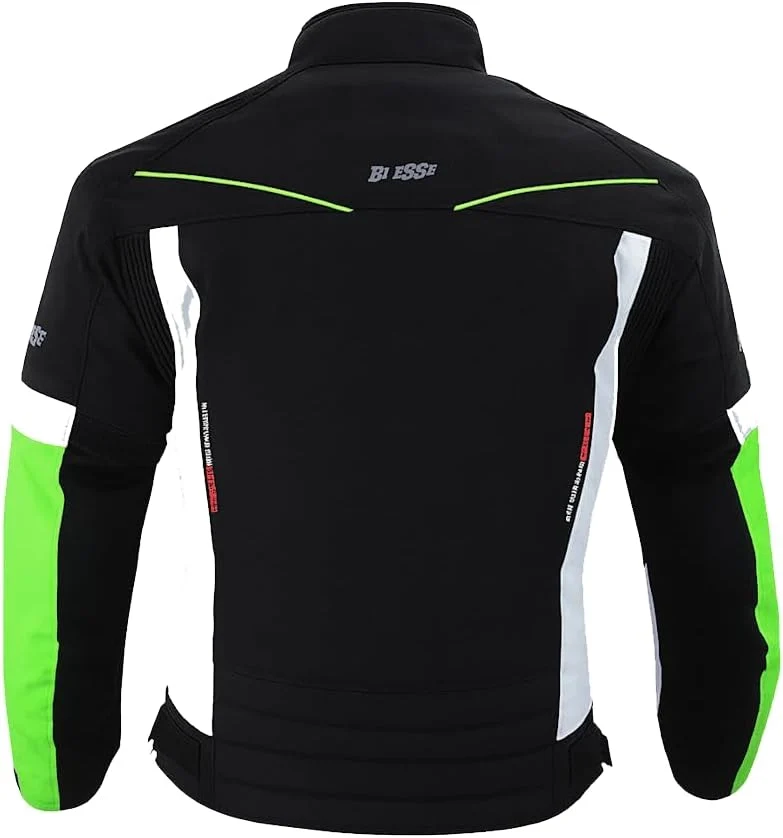 BI ESSE Wasserdichte Motorradjacke mit abnehmbaren CE-Protektoren, aus Stoff für Motorrad, Roller, R