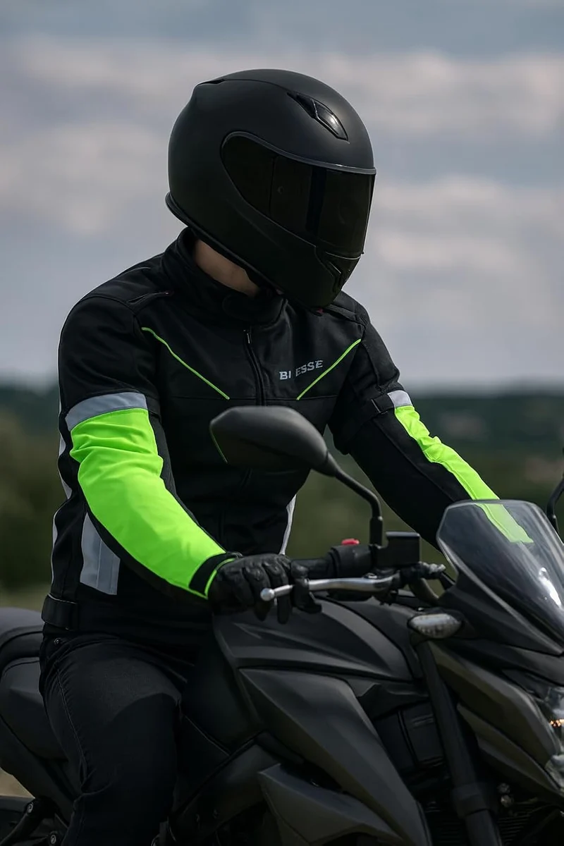 BI ESSE Wasserdichte Motorradjacke mit abnehmbaren CE-Protektoren, aus Stoff für Motorrad, Roller, R