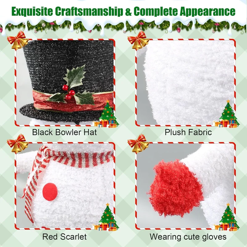 Mini LED Schneemann 77cm Weihnachtsdeko,Beleuchtete Weihnachtsdekorationen Zusammenfaltbar mit 40 LE