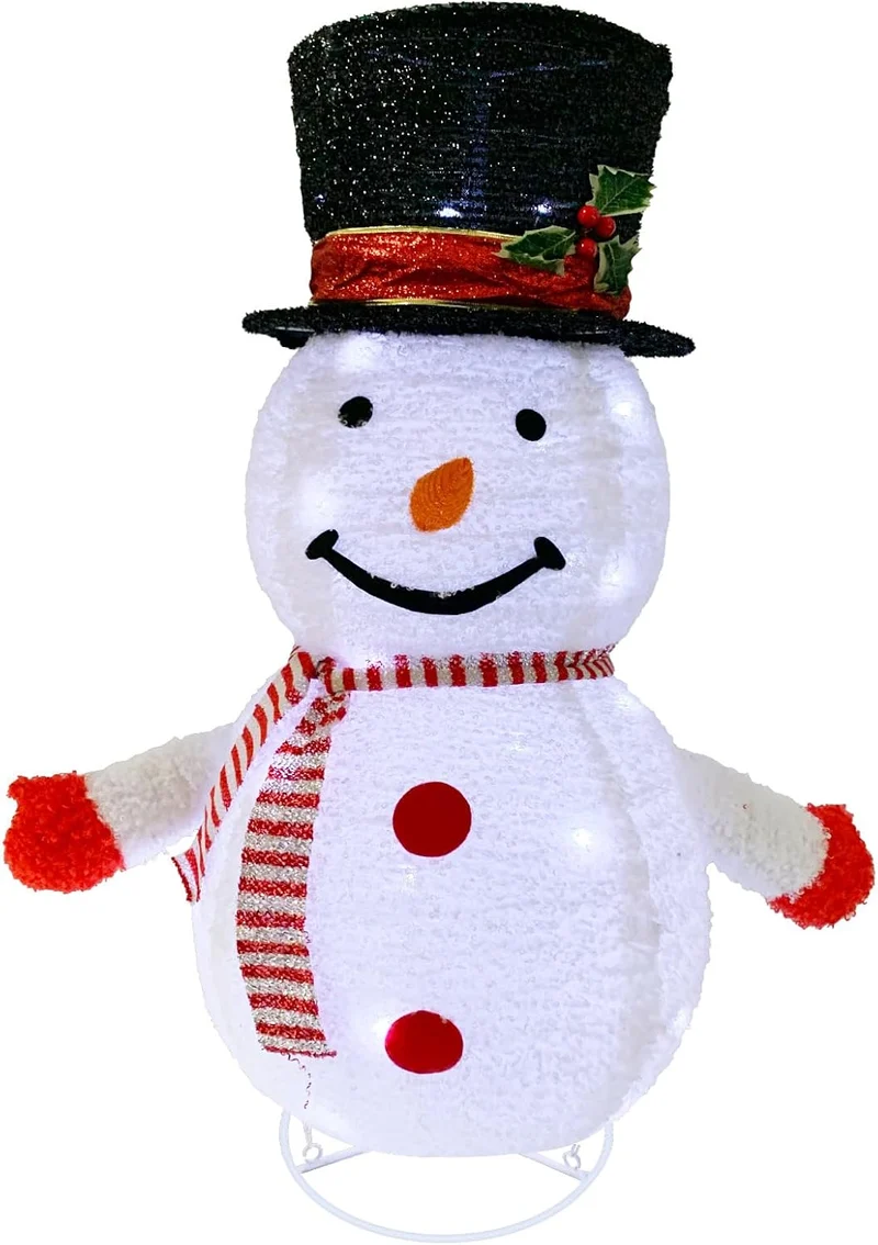 Mini LED Schneemann 77cm Weihnachtsdeko,Beleuchtete Weihnachtsdekorationen Zusammenfaltbar mit 40 LE