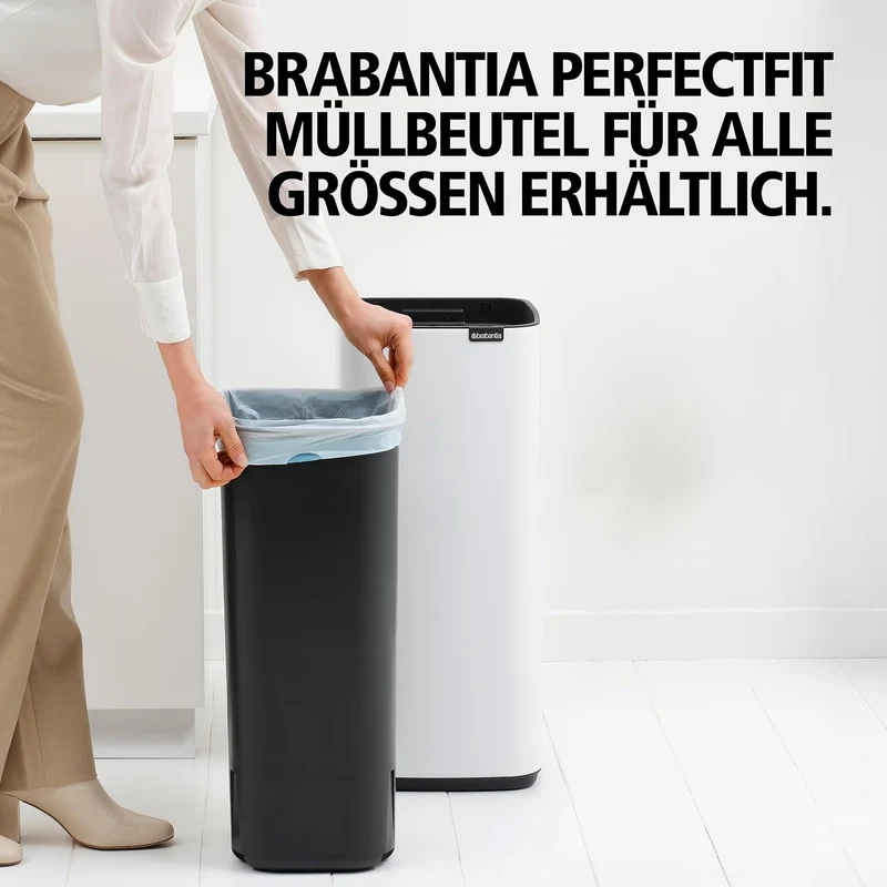 Brabantia Bo Touch Bin Küchenmüleimer 30 L (mattstahl), platzsparender Abfalleimer mit Soft-Touch-Öñ
