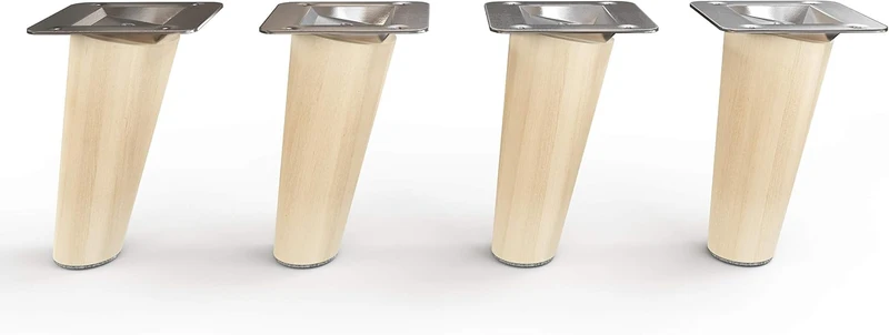 Sossai Möbelfüsse aus Naturholz Buche unbehandelt, Clif Round HMF2, 10 cm hoch, rund, schräge Ausfüh
